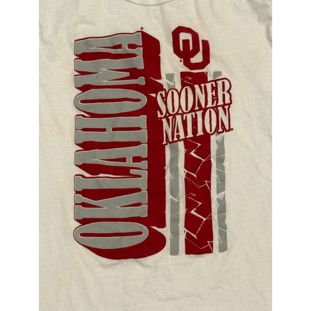 Oklahoma Sooners “Sooner Nation” Graphic T-Shirt Youth L 14/16 White Red Gray OU - Picture 5 of 6